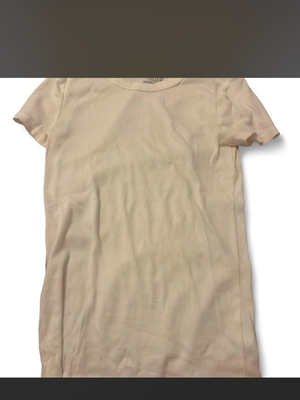 Time and Tru Cream Ribbed Crewneck Top